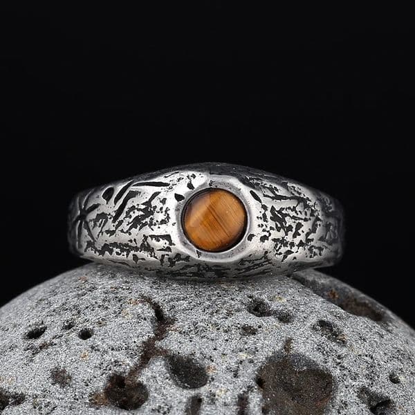 Wholesale Price Gothic Fashion Stainless Steel Tiger Stone Ring Men Wedding Rings Band Jewelry Gift Anel 250812