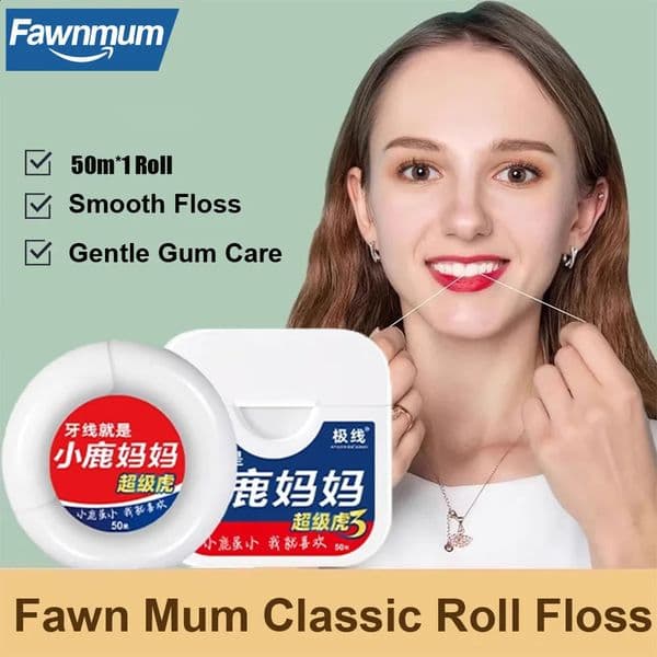 Fawnmum 50m Free Cutting Dental Flosser Interdental Cleaning Wire Fresh Breath Mint Flavored Floss Spool For Oral Care 250811