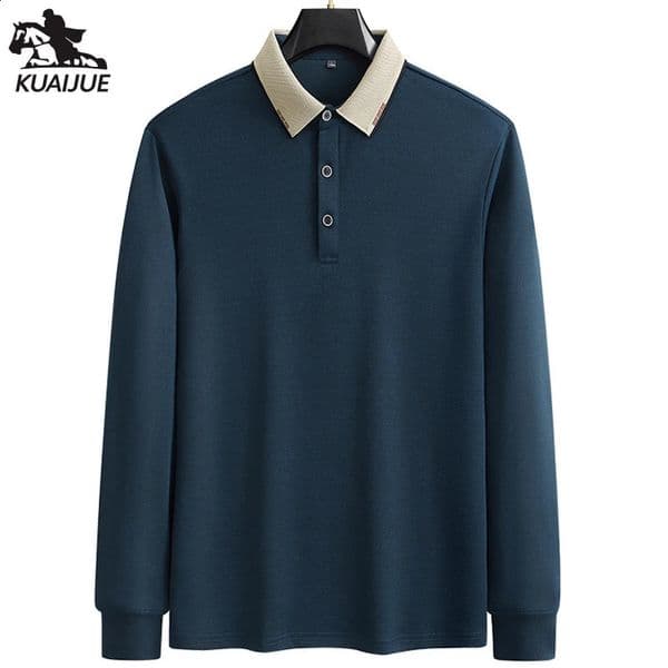 polo shirt men M7XL 8XL 9XL autumn Mens Long sleeve Solid color Middle age business casual mens A92 250801BJ