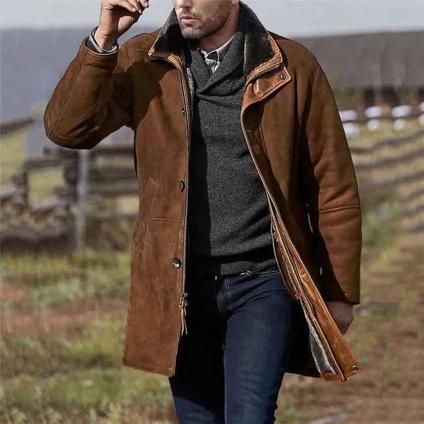 2024 Zipper Autumn and Winter Mens Medium and Long Imitation Fur Integrated Woolen Coat Jacket Warm Fashion Classic Versatile XJ250818