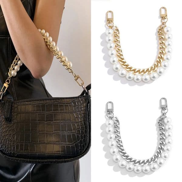 24cm Pearls Chain Strap For Handbag Fashion Accessories Handbags Handles Pearl Bag Metal Chains 250815BJ