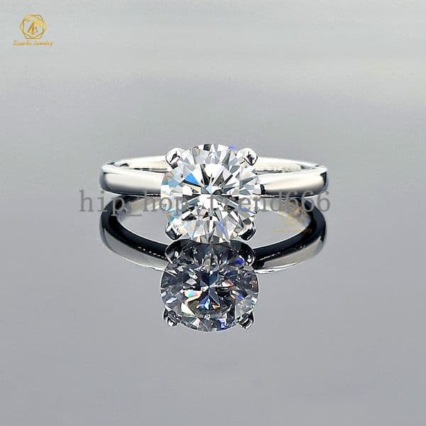 Classic Design 0.5ct 2ct Round Brilliant Cut Silver Moissanite Ring Women Girl Factory Price Jewelry Lower MOQ Drop Shipping