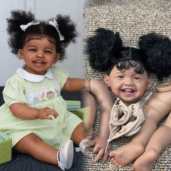 22-23 Inch Dark Skin Mila Reborn Doll Kits With Black Hair Unassembled DIY Soft Kit Reborn Handmade Lifelike Real Baby Reborn W250818