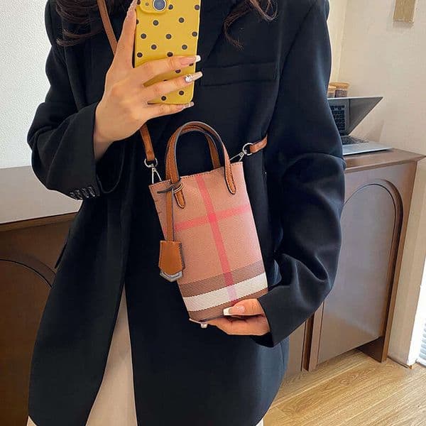 Women's Phone 2025 New Lightweight Handheld Plaid Shoulder Niche High-end Crossbody Small Square Bag Trendy