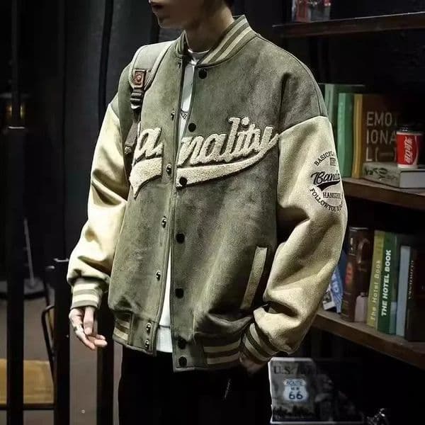 MeTrendy Oversize Jacket Men Spring Autumn American Style Vintage Chamois Leather Velvet Trendy Baseba 250818