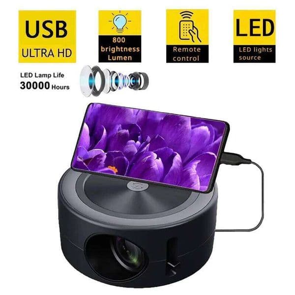 Yt200 Portable Mini Projector HD Home Theater LCD Children's Mobile Phone Same Screen Wireless Projector Supports IOS Android