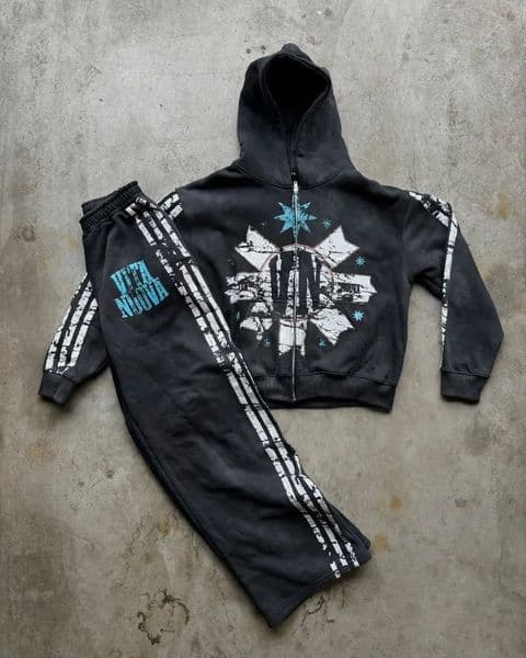 Y2k American hip hop fashion men clothing striped print n sets Harajuku Gothic trend retro oversized sportswear 250819BJ