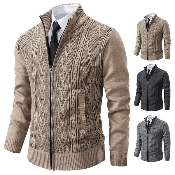 autumn and winter cashmere padded warm casual mens knitted sweater coat 250819