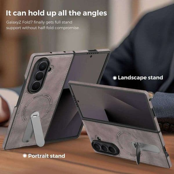 New Vintage Leather Case for Samsung Galaxy Z Fold 7 6 5 4 Magnetic Hidden Stand Wireless Charging Compatible Phone Cover AAAAA