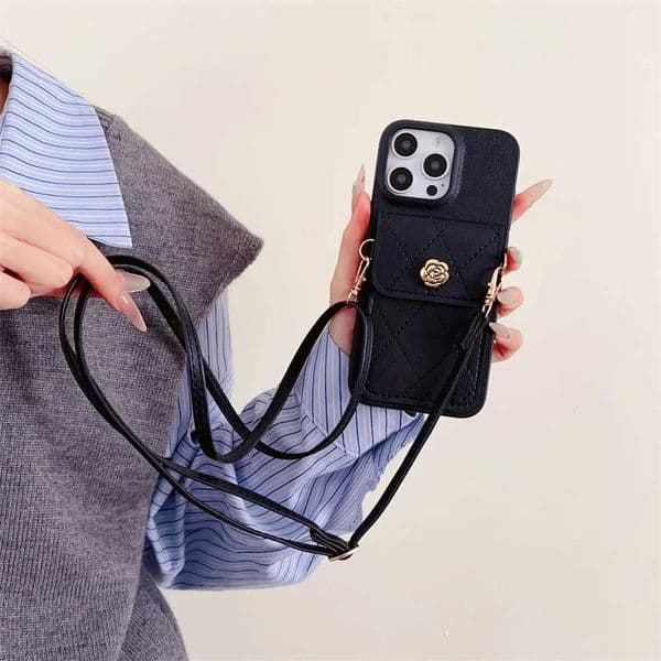 16 Pro Max 15 14 Plus 13 12 11 XS XR X Card Holder Wallet Shockproof PU Leather Crossbody Lanyard Phone Case Z250819