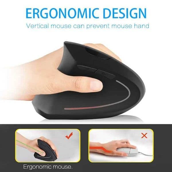 Left-Handed Mouse Rechargeable Ergonomic Vertical Mice with USB Receiver for PC 667C XJ250819