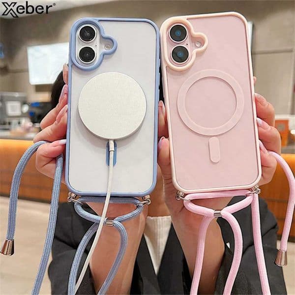 Strap Case For iPhone 16 15 14 17 13 12 11 Pro Max Plus X Crossbody Lanyard Shockproof Magnetic Wireless Charging Cover Z250819
