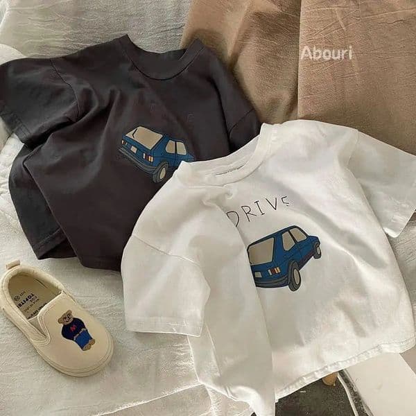 Solid Color Prnted Short Sleeve Tees Summer Clothing Boys Loose Casual Oneck Tshirts Childrens Clothes Baby Boy T Shirts Tops 250820BANJIA