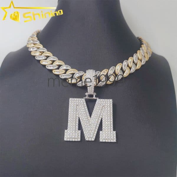 Customized 15mm Ice Out Diamond Cuban Link VVS Moissanite 925 Sterling Silver Cuban Link Chain Hiphop Necklace