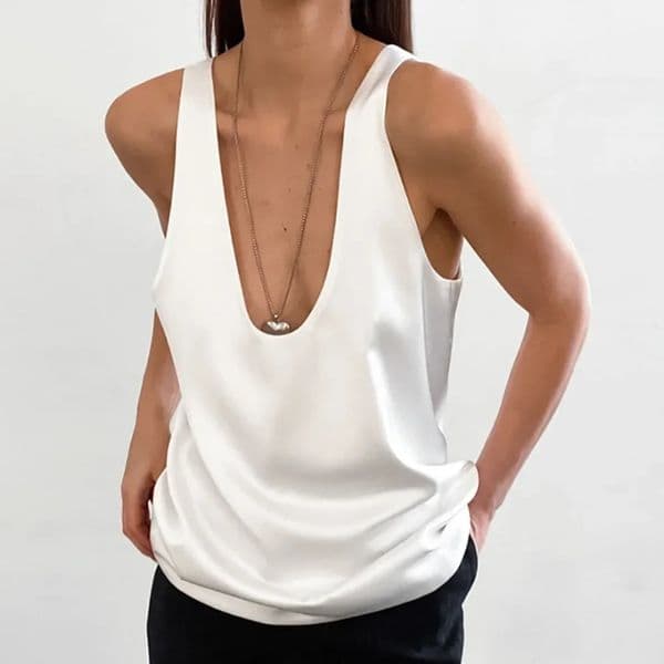Light Comfortable Women U-neck Vest Top Spring and Summer Breathable Soft Satin Lining Sleeveless Inside Top 250820BJ