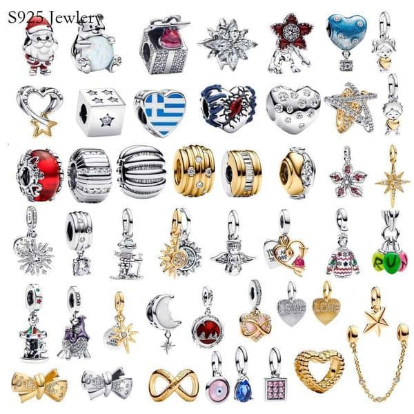 New Christmas Santa Charm Sterling Silver Spinning Carousel Angel Dangle charms beads Fit Bracelet DIY making