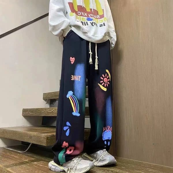 Mens Sweatpants Hip-hop Trousers Straight Male Sports Pants Draped Graphic Harajuku Korean Clothes Elastic Style Sport 250820BJ