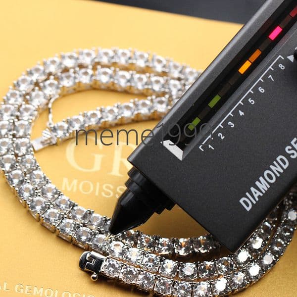 Wholesale Price Popular Gold Plated VVS Moissanite 3mm Tennis Chain Necklace Hip Hop Moissanite Tennis