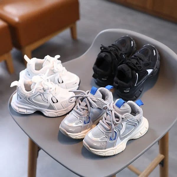 Spring and Autumn Children Sports Shoes Unisex Kids Sneakers Mesh Upper Breathable Basketball Shoes Tennis Casual Flats Footwear 250821BJ