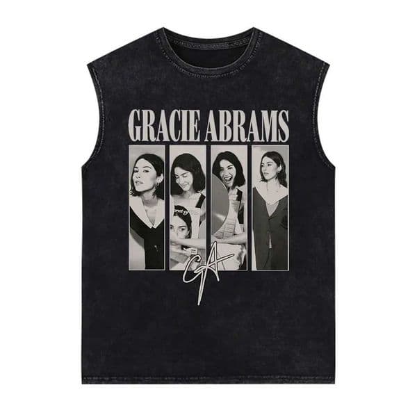 Gracie Abrams Album Graphic Washed Tank Tops T Shirts Men Women Aesthetic Sleeveless T-shirt Male Summer Vintage Vest T-shirts X250821