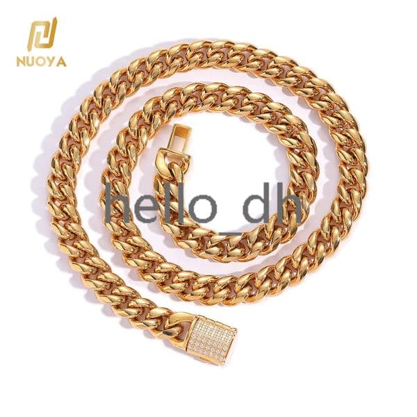 Wholesale Custom Hip Hop 925 silver 925 silver Cuban Necklace CNC Pave moissanite Iced Clasp 18K Gold Necklace Cuban Link Chain