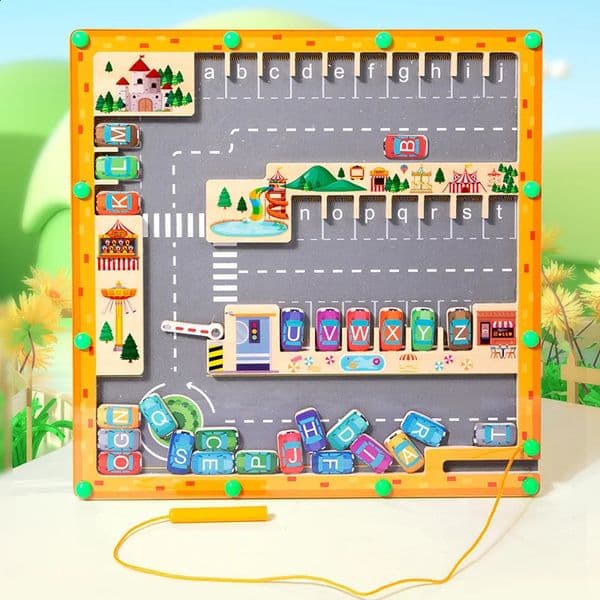 Montessori Magnetic bet Maze Letter Puzzle Gifts for Kids Parking Lot Puzzles for Children Preschool Girls Boys Kids250820BJ