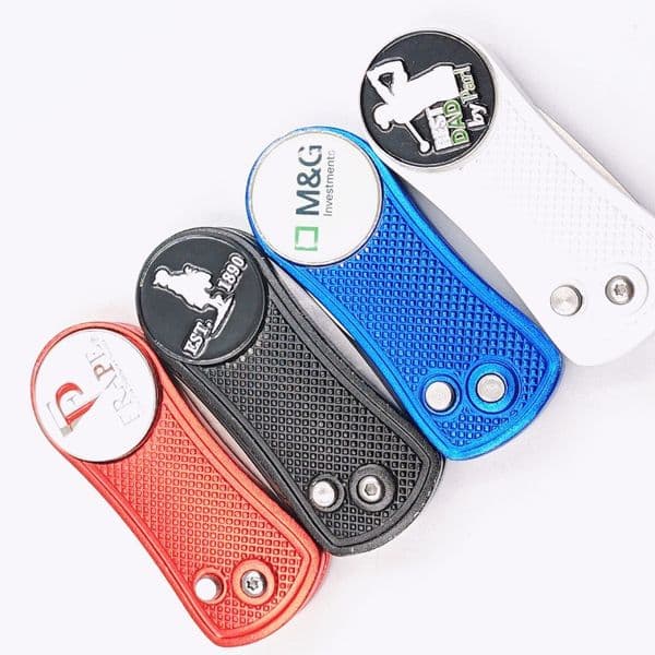 Wholesale Die Casting Aluminum Golf Divot Tool with Ball Marker Custom Logo & Folding Divot Repair Tool