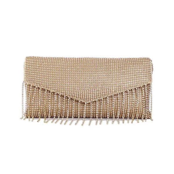 Diamond-Encrusted Tassel Chain Clutch - Elegant Banquet Evening Purse for Formal Dresses Trendy Glitter Material Tote Z250821