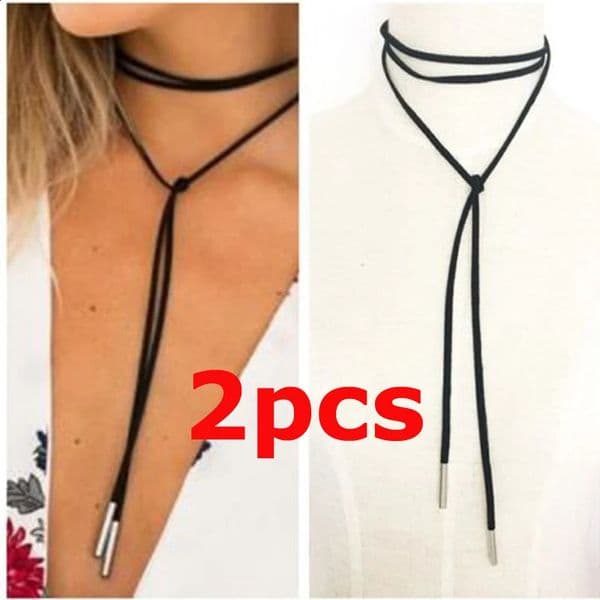 2pcslot Fashion Trendy Choker Necklace Black Leather Velvet Strip Women Collar Party Jewelry Neck Accessories Chokers 250811