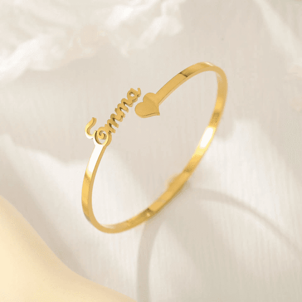 Charm Bracelets Custom ID Name Heart Bracelet Stainless Steel Jewelry Gold Engraved Personalised Gift Drops