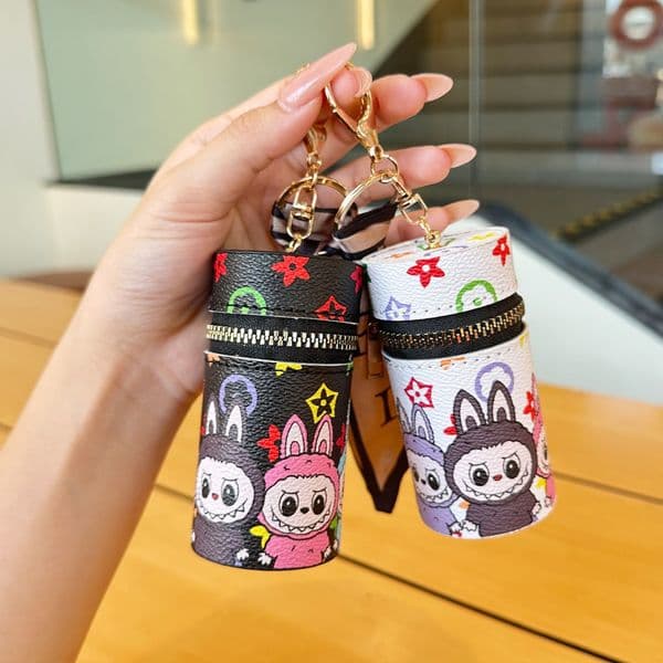2026 Cartoon Labubu Lipstick Storage Wallet Portable Mini Cylinder Makeup Bag With Pendant Key Hj0822 Free Shipping