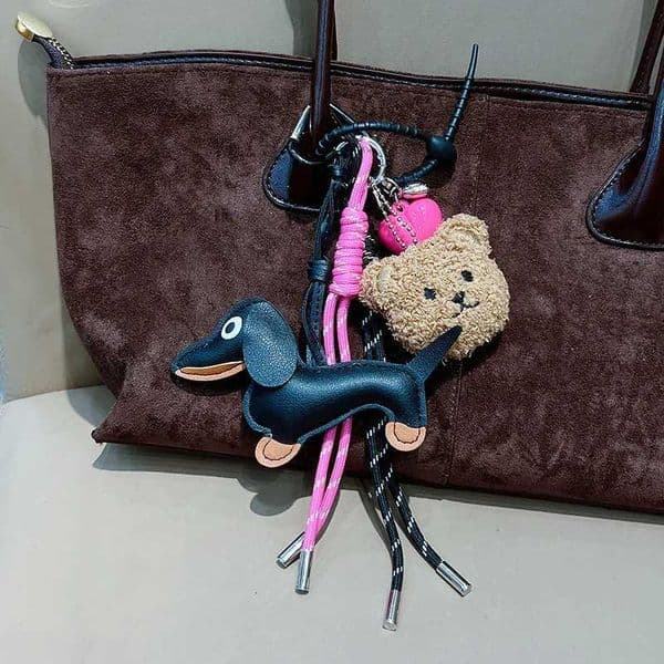 Vintage Braided Rope Keychain Pendant Maillard Color Cute Sausage Dog Bag Accessory High-Grade Creative New Design X250822