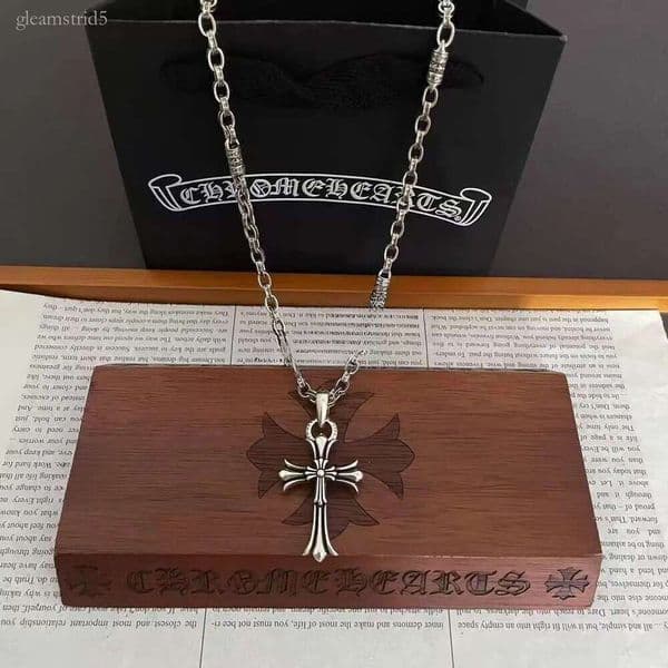 chrome Designer Chrome Necklaces New Vintage Pendant Cross Crome Couples Black Chain White Dias Chrme Jewelry cross necklace ffb