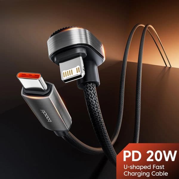 Toocki PD 20W U-shaped Elbow Cable for iPhone 14 13 12 11 Pro Max 8 7 Plus 2.4A Fast Charging USB C to Lighting Cable Data Wire