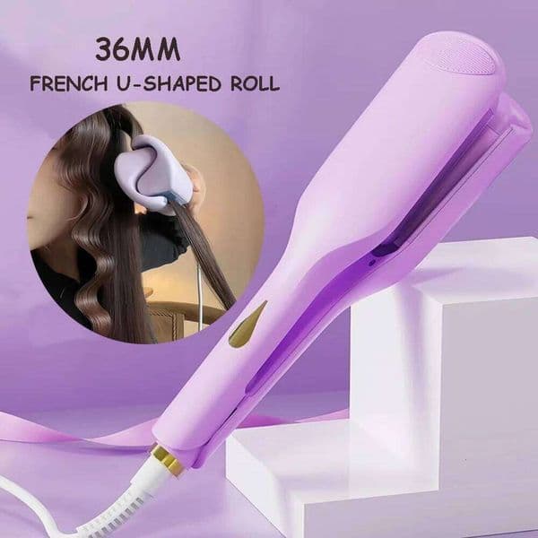 36Mm Deep Wave Crimper Negative Ion - Adjustable Temperature Electric Curling Iron Long Lasting Wavy Hair Styling Tool