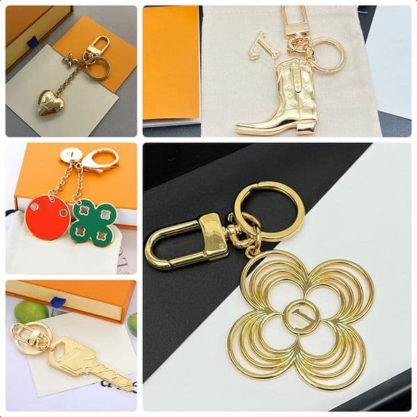 Trendy Designer Unisex Multi Style Bag Charm With Letter L Gold Sliver Metal Keychain High Quality Fashion Keychains 12.9