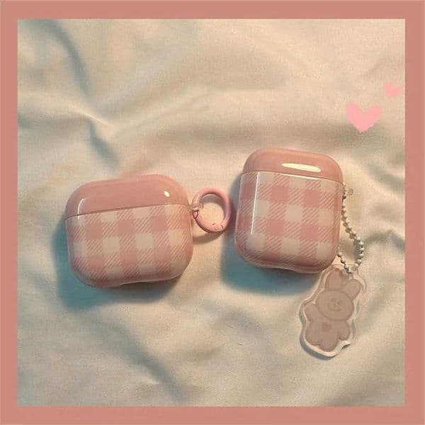 Pink Plaid Strap Hanging Decoration Suitable For wireless headset Protective Case New iPod Headphone Case X250822