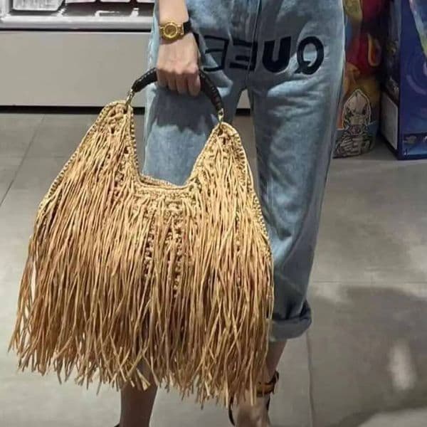 Women Straw Bag Shoulder Bag Woven Solid Straw Female Tote Bag Handmade Fashion Holiday Casual Top Handle Bags Lady Beach Purse Designer Bag Handbag