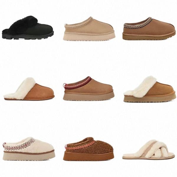 designer fluffy Tasman slipper platform Tazz slippers scuffs wool shoes sheepskin fur leather womens snow boots casual women goutside sliders leather o4Ep#