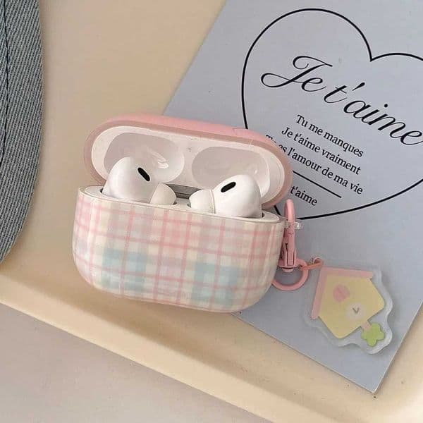 Case for wireless headset 4 Suitable Girls Silicone Earphone Coque Fashion Pink Plaid Pattern Hard House Pendant for wireless headset 1 2 3 Pro 2 X250822