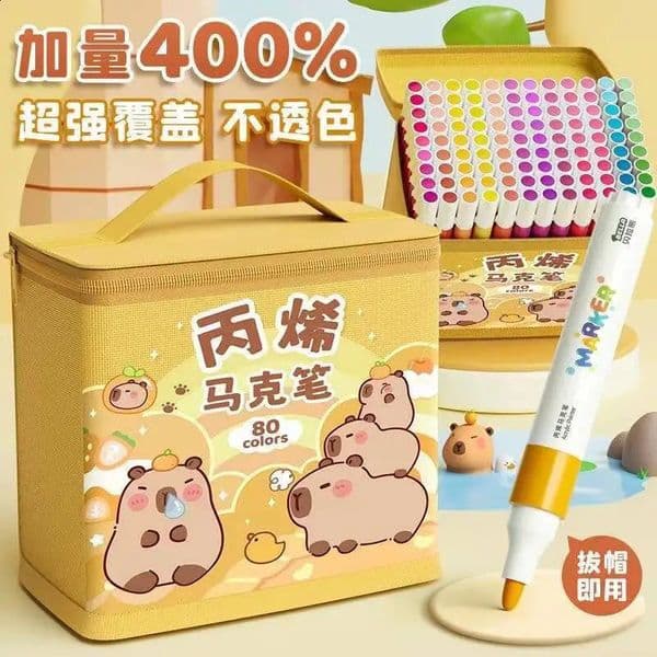 24Colors Cartoon Capybara Acrylic Marker Rock Painting Set for Kids Children Stone Paint Pens Set Manga Art Supplies 250823BJ