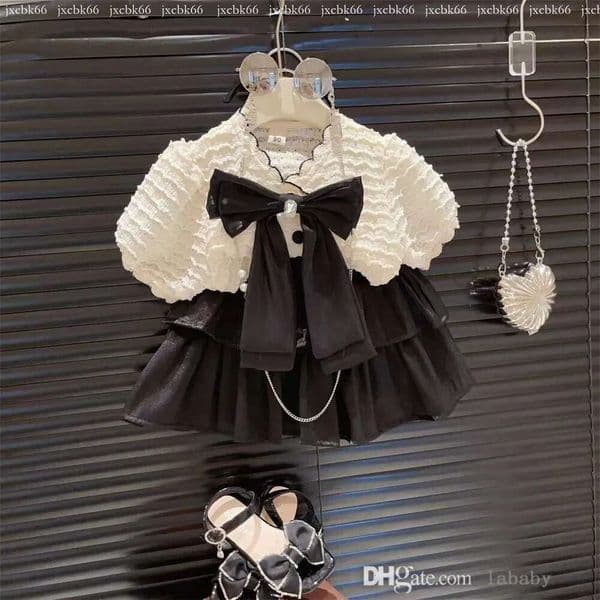 New style Kids Clothes Baby Girls Skirt Set Elegant Cute Style Two Piece Dress Puff Short Sleeve Butterfly Top Cake Skirts 2025 Summer Fashion Children Clothing