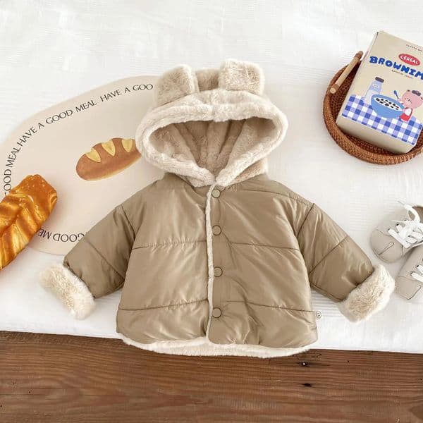 2026 New Kids Fleece Lined Cotton Jacket Warm Hooded Puffer Coat For Boys Thickened Winter Outerwear - Korean Style Designer