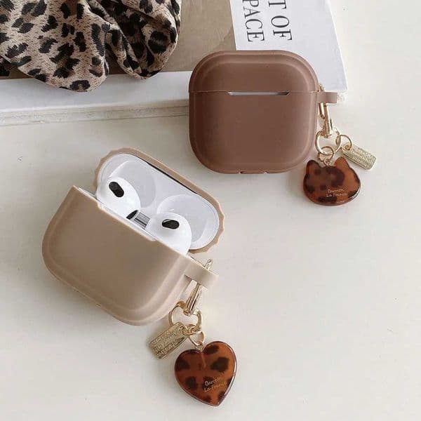 Silicone Earphone Case with Leopard Heart Cat Keyring for wireless headset 1 2 3 Pro 2 Pro2 4 ANC Milk Tea Color Headset Protective Cover X250822