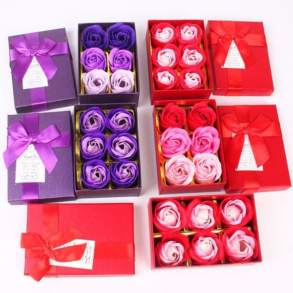 Artificial Fake Flower Box Rose Scented Bath Soap Flowers Set Valentines Thanksgiving Mother Day Gift Wedding Christmas Party Decor JY0947