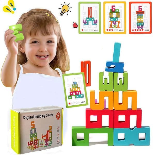 Montessori Math Toys Wooden Number Stacking Building Blocks Digital Balance Toy Preschool Learning Number Toy For s Gifts 250822BJ