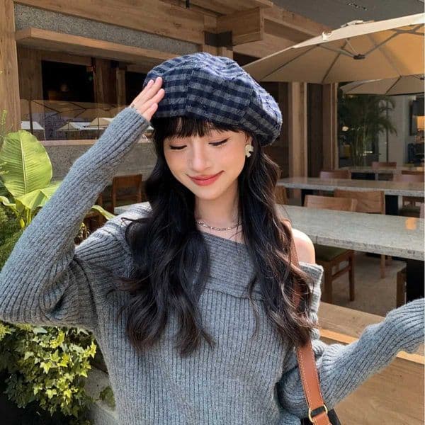 Womens Beret Hat Fashion La Outdoor Travel Plaid Painter Hat Unisex Adult Daily Vintage Autumn France Berets Hat XJ250823