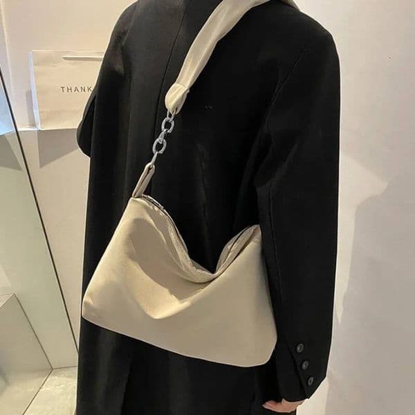 Black Crossbody For Women Girls Handbag Shopper Casual Solid Simple Chain Knotted Straps Messenger Shoulder Totes Bags Bags