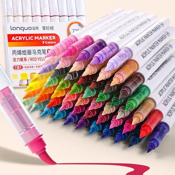 9pcs/Box MIX Color Acrylic Markers Set Kids Gift Art Rock Painting Pens Graffiti For Stone Glass Book Shoes DIY Craft Supplies 250823BJ