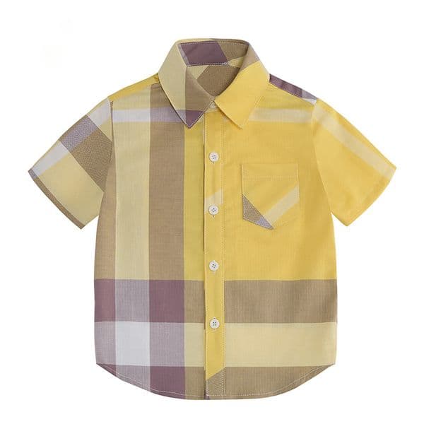 Children's Clothing Boy Plaid Shirt Kids Clothes High Quality Top Summer Short-sleeved Shirt Baby Clothes